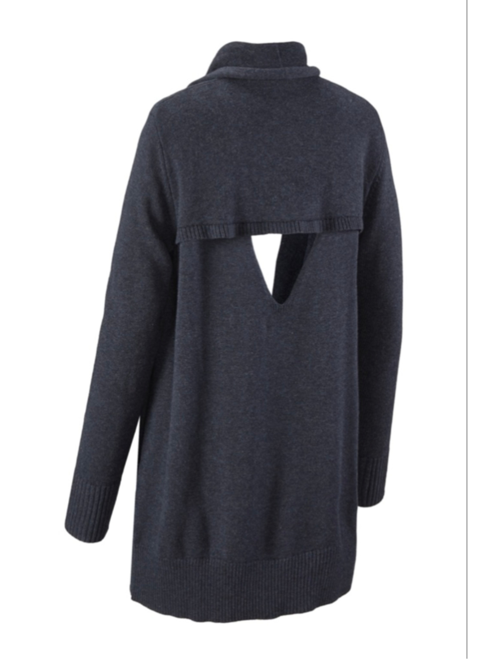 Women's CAbi Victoria Sweater Cardigan Navy Shawl Collar Open Back #3360 Size M - Picture 3 of 9